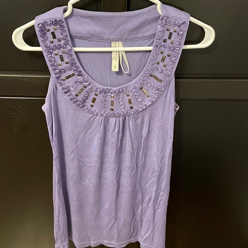 NWOT Kische brand tank top lilac size small with embellishments.